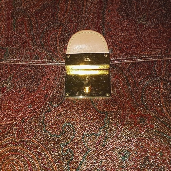 Etro Milano Paisley Bordeaux Briefcase with Lock and Key - Picture 3 of 14